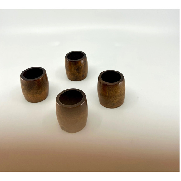 Lot Of 4 Vintage Mid Century Modern MCM Teakwood ? Napkin Rings - Picture 5 of 5